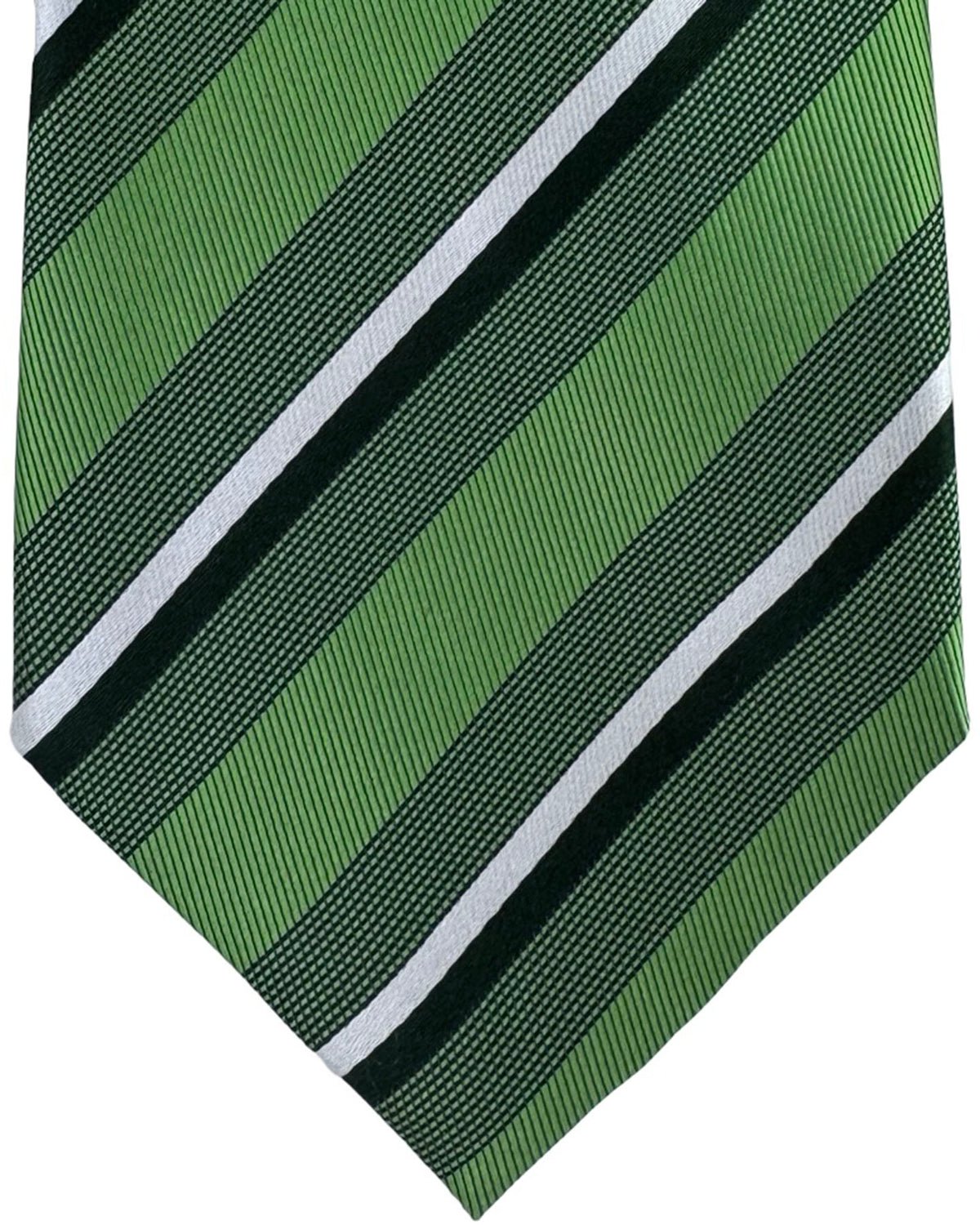 Valextra Silk Tie Green Stripes - Wide Necktie