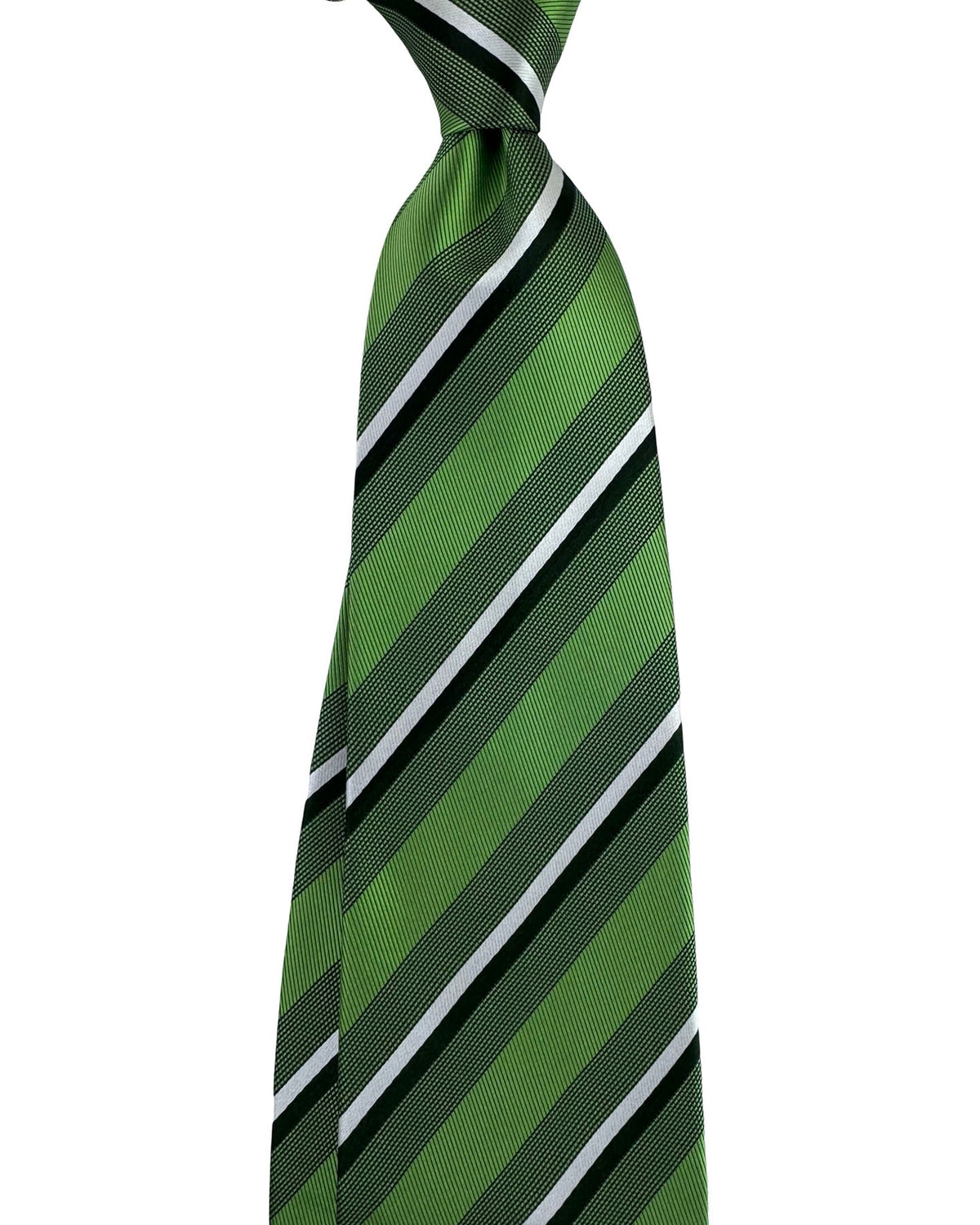 Valextra Silk Tie Green Stripes - Wide Necktie