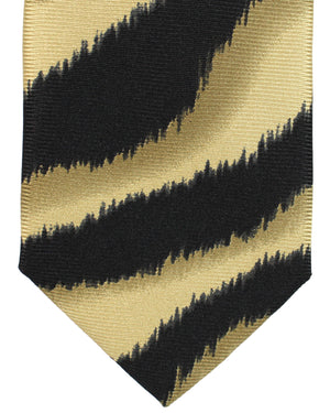 Versace Silk Tie Black Taupe Tiger Stripes
