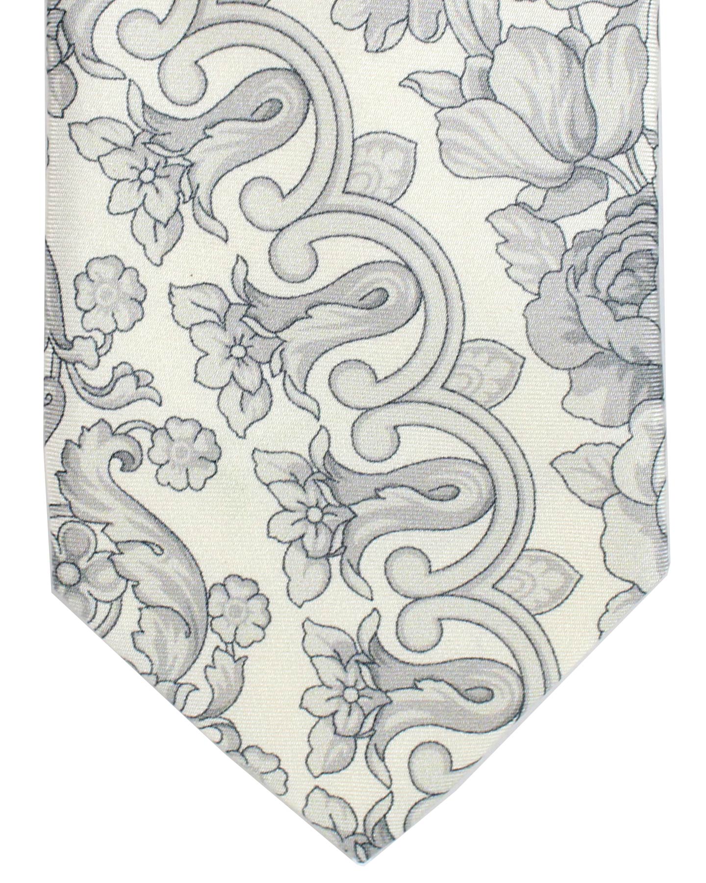 Versace Silk Tie Gray Lilac Floral Baroque Design