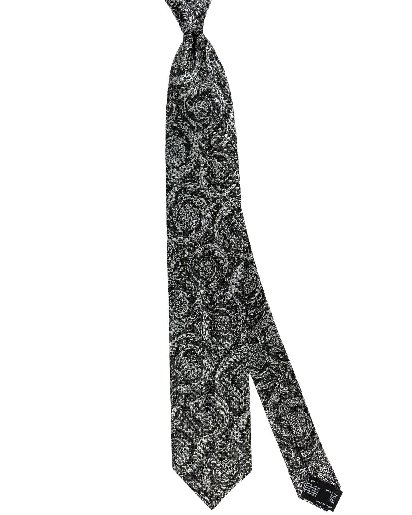 Versace Silk Tie Gray Baroque Design