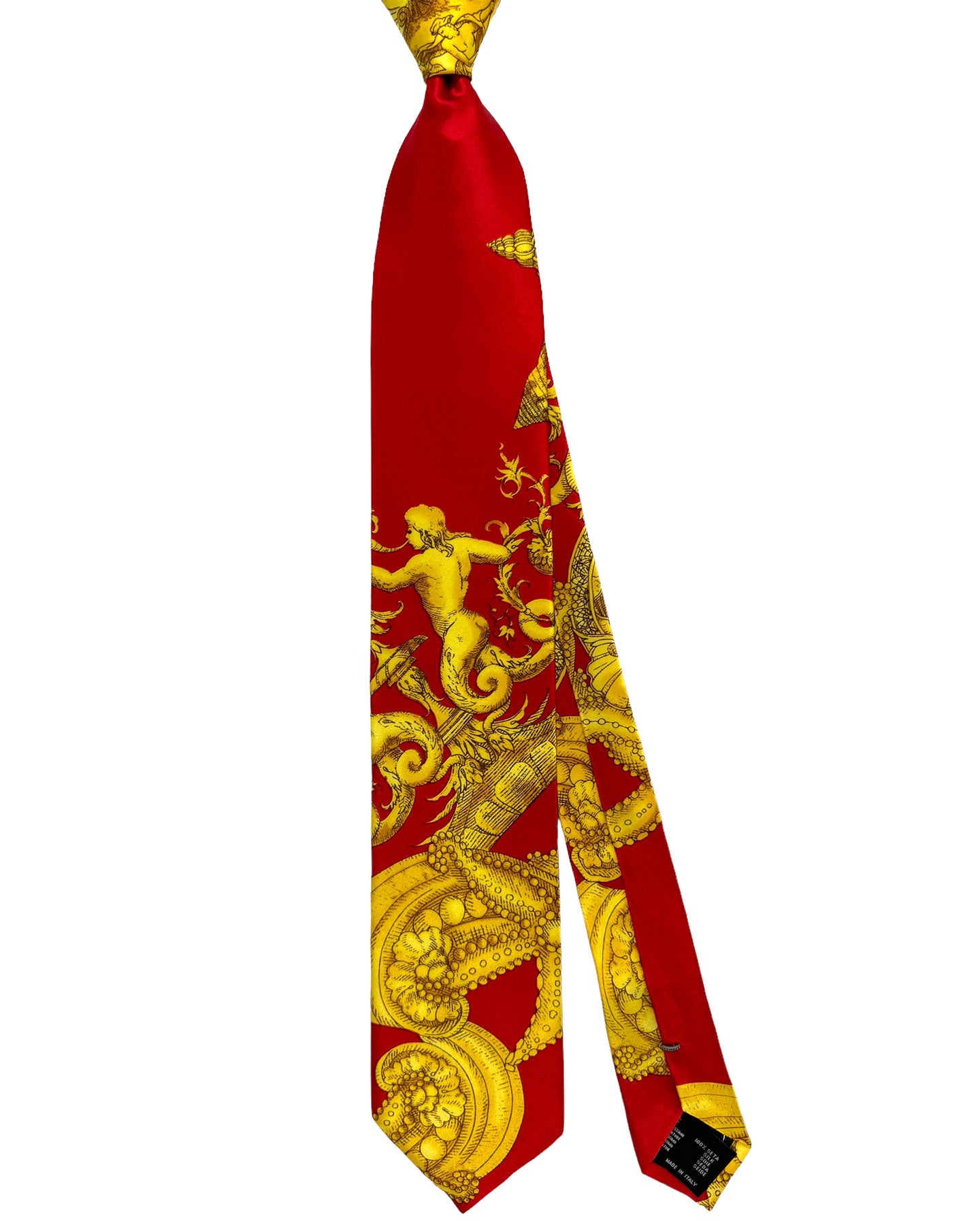 Versace Silk Tie Red Gold Greek Design