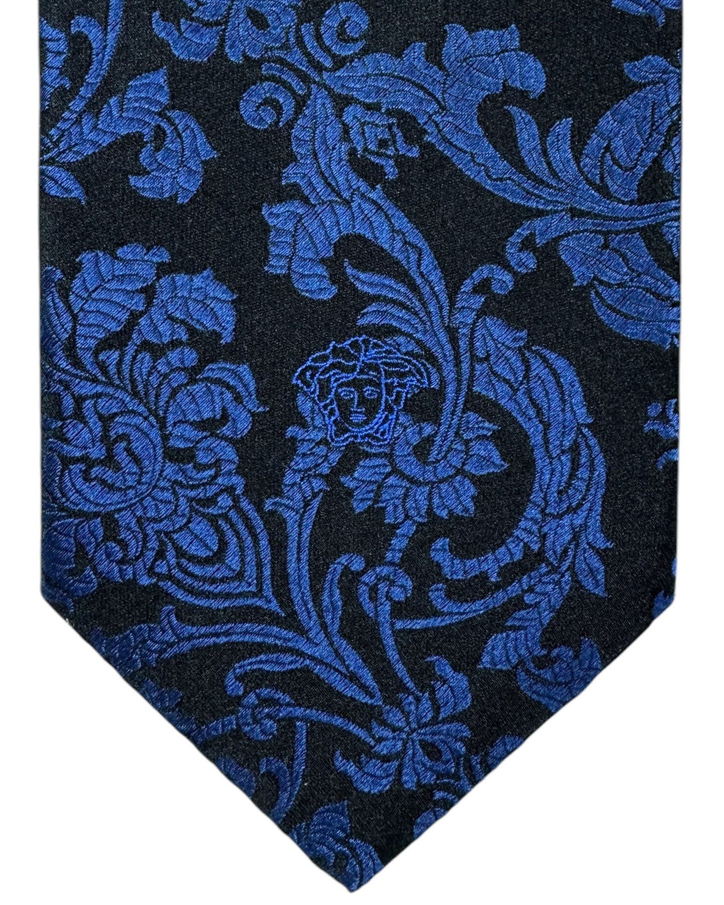 Versace Tie Dark Blue Ornamental Medusa Design