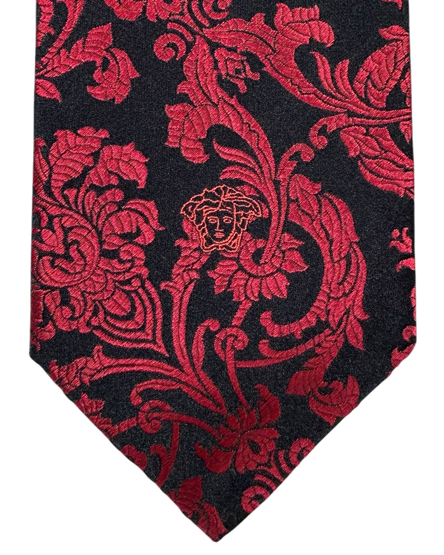 Versace Silk Tie Black Red Baroque Design