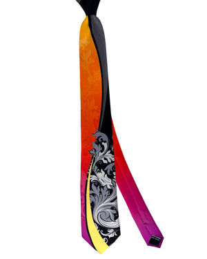 Vitaliano Pancaldi Silk Tie Orange Magenta Yellow