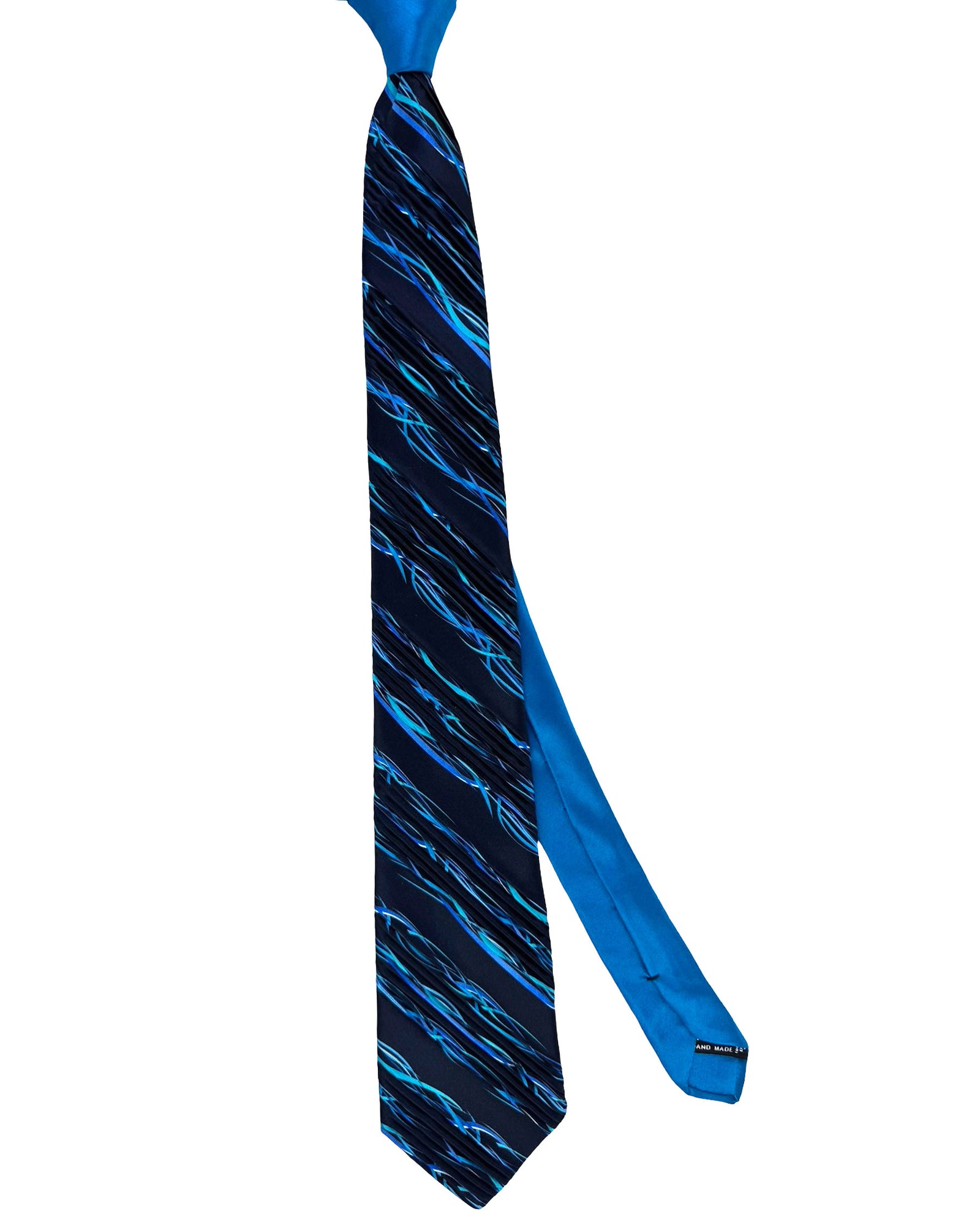 Vitaliano Pancaldi Pleated Silk Tie Black Aqua Design