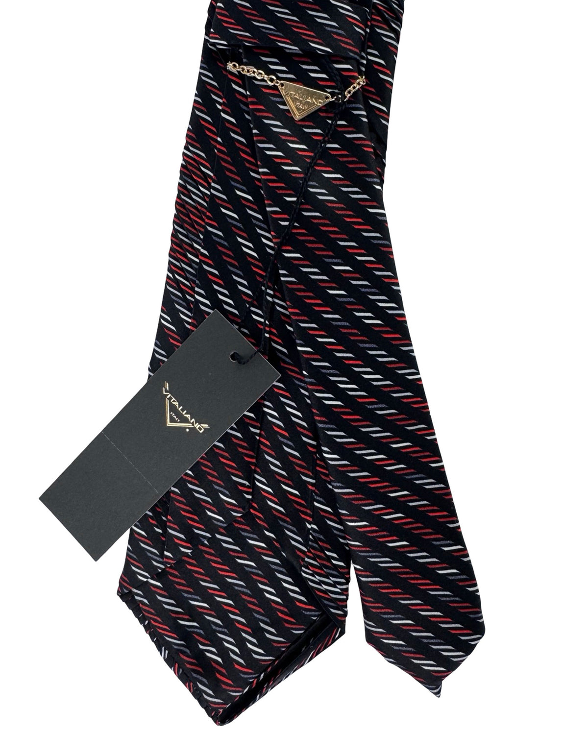Vitaliano Pancaldi Pleated Silk Tie Black Bordeaux
