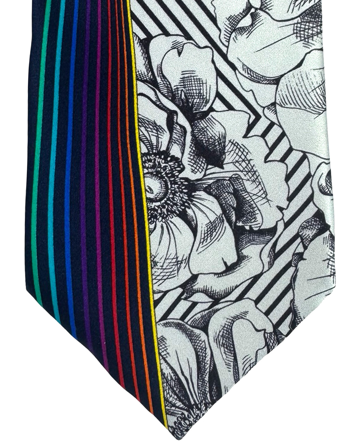 Vitaliano Pancaldi Tie Gray Floral & Swirl