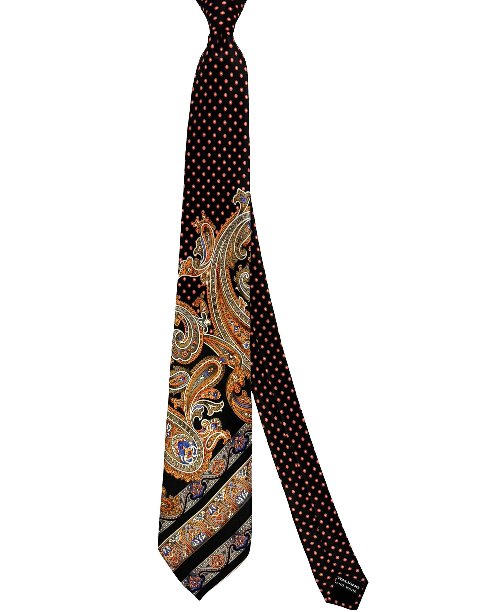 Vitaliano Pancaldi Tie Black Rust Orange Paisley