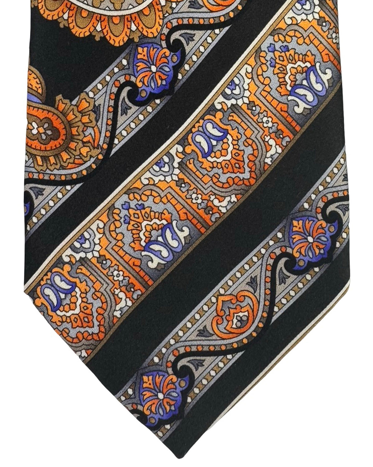 Vitaliano Pancaldi Tie Black Rust Orange Paisley