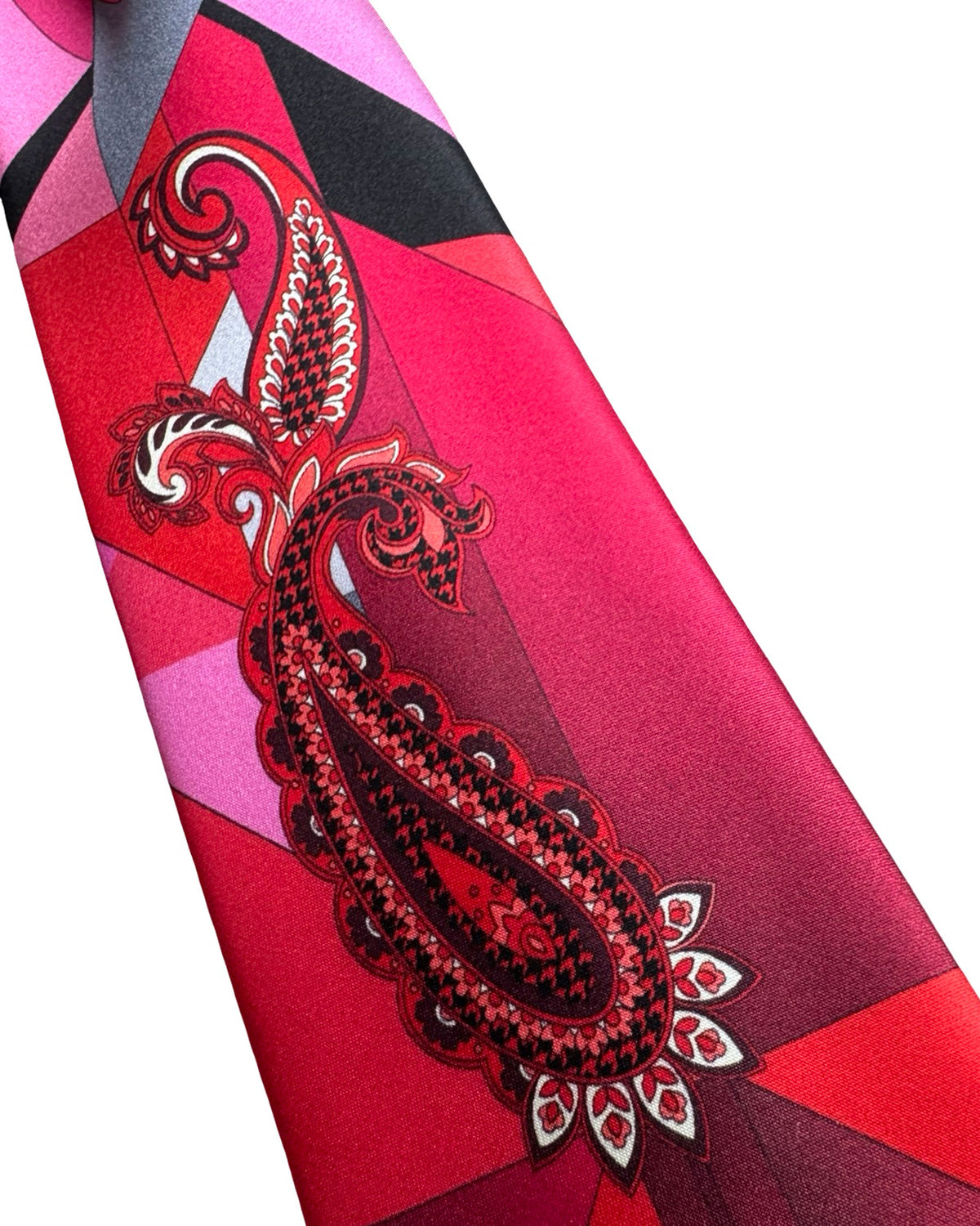 Vitaliano Pancaldi Silk Tie Black Red Paisley