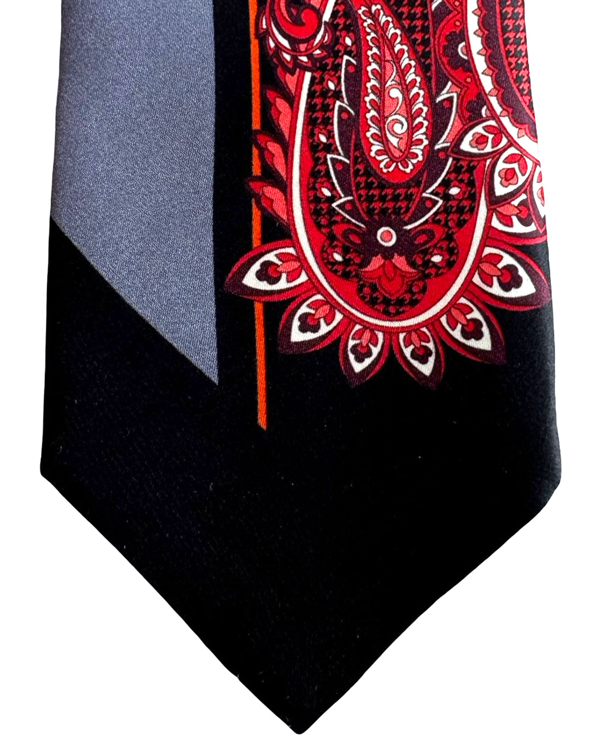 Vitaliano Pancaldi Silk Tie Black Red Paisley 