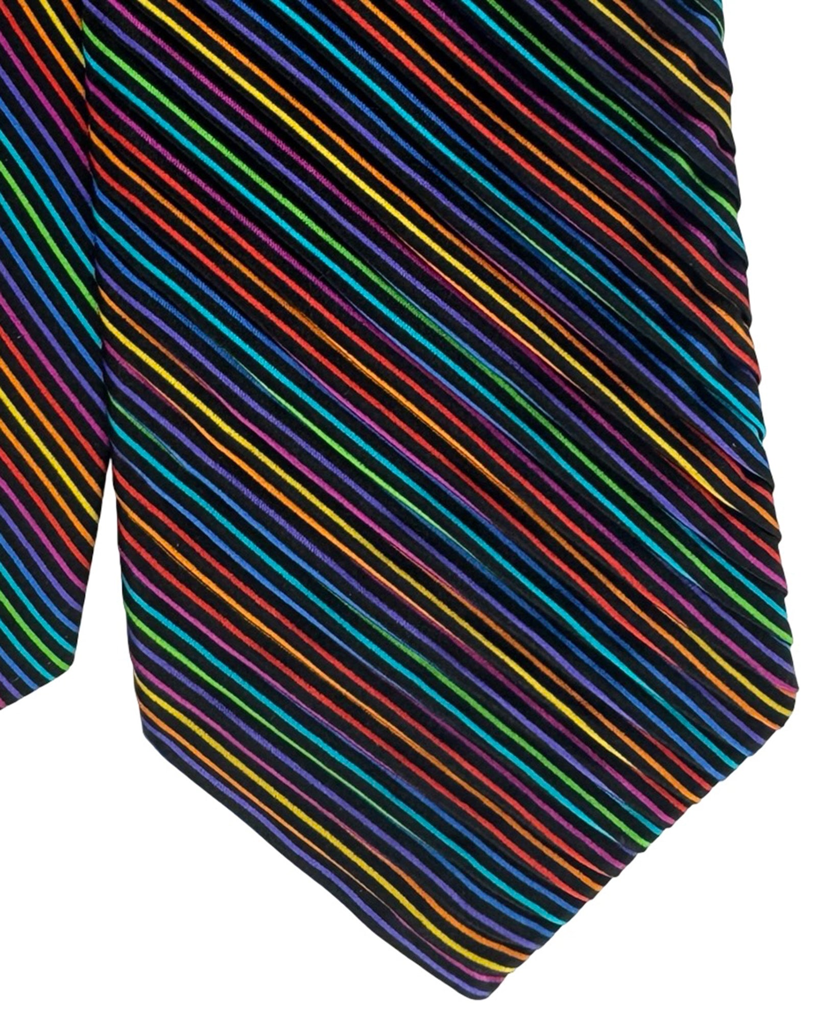 Vitaliano Pancaldi Pleated Silk Tie Striped Design