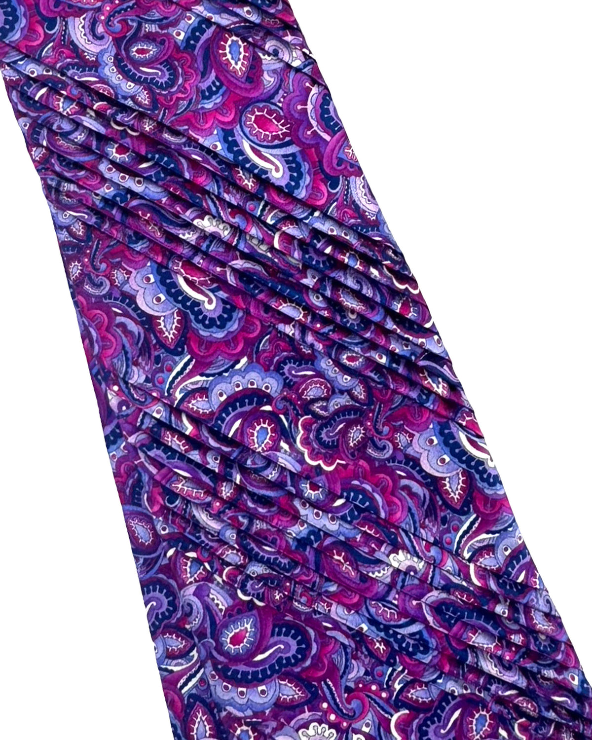 Vitaliano Pancaldi Tie Pleated Silk Purple Pink Paisley Design