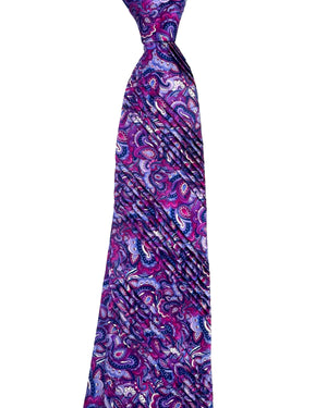 Vitaliano Pancaldi Tie Pleated Silk Purple Pink Ornamental Design