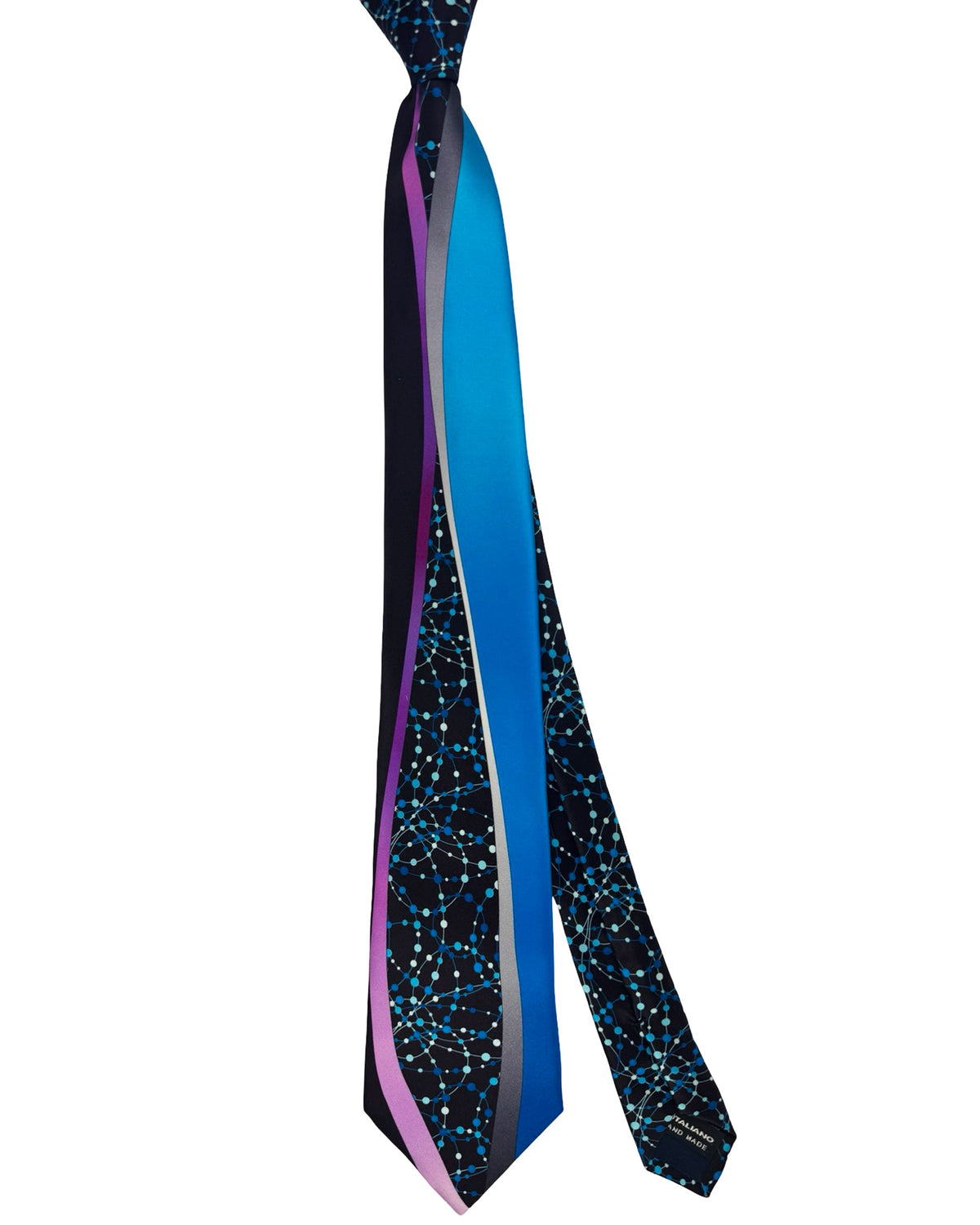 Vitaliano Pancaldi Tie Blue Purple Swirl & Dots