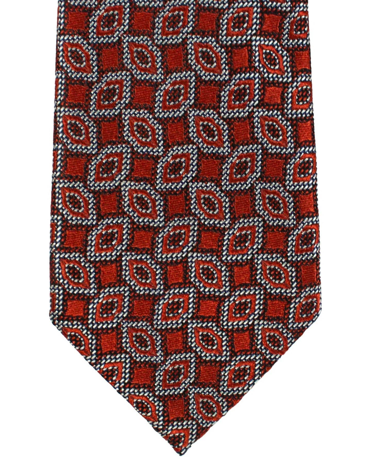 Zegna Tie Rust Brown Geometric Narrow Cut FINAL SALE