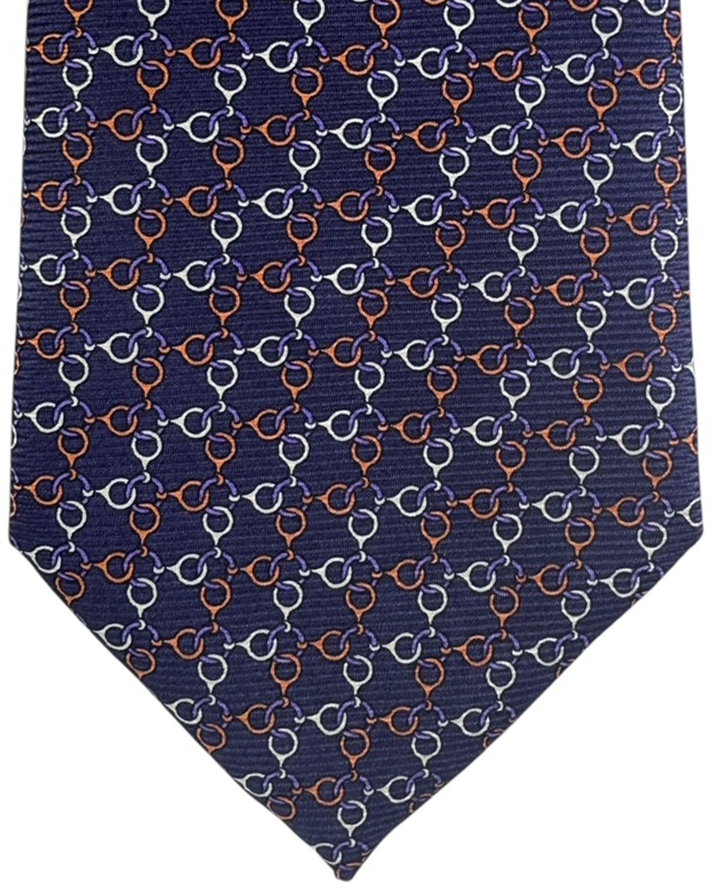 Ermenegildo Zegna Tie Navy Chain Pattern Tie Geometric