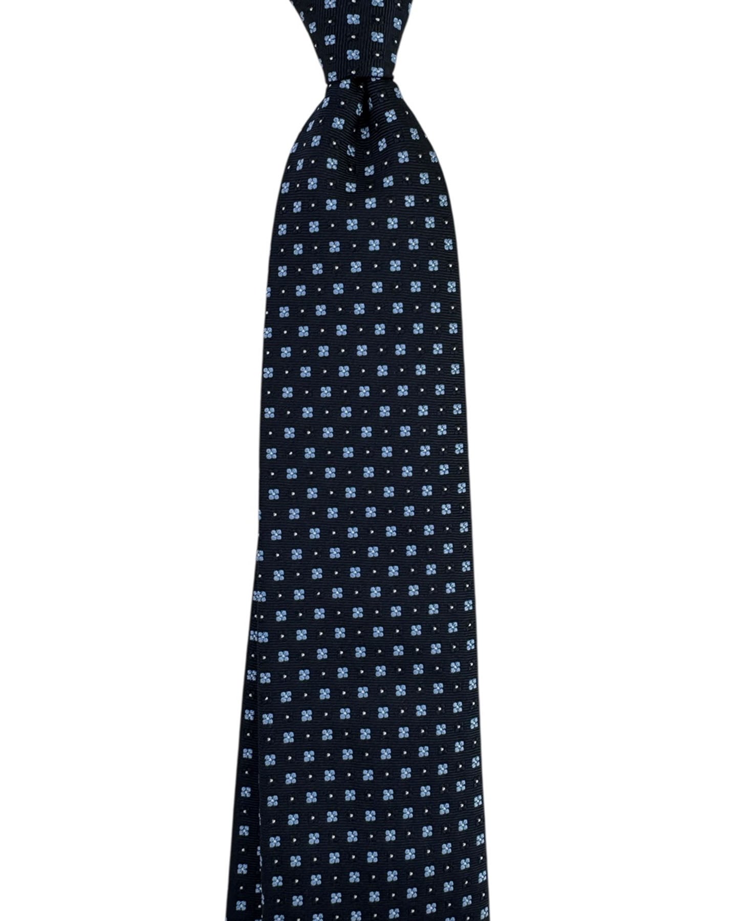 Ermenegildo Zegna Tie Navy Micro Flowers Geometric