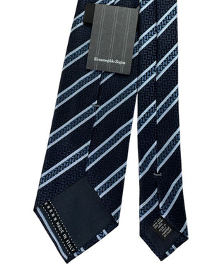 Ermenegildo Zegna Tie Dark Blue Textured Stripe