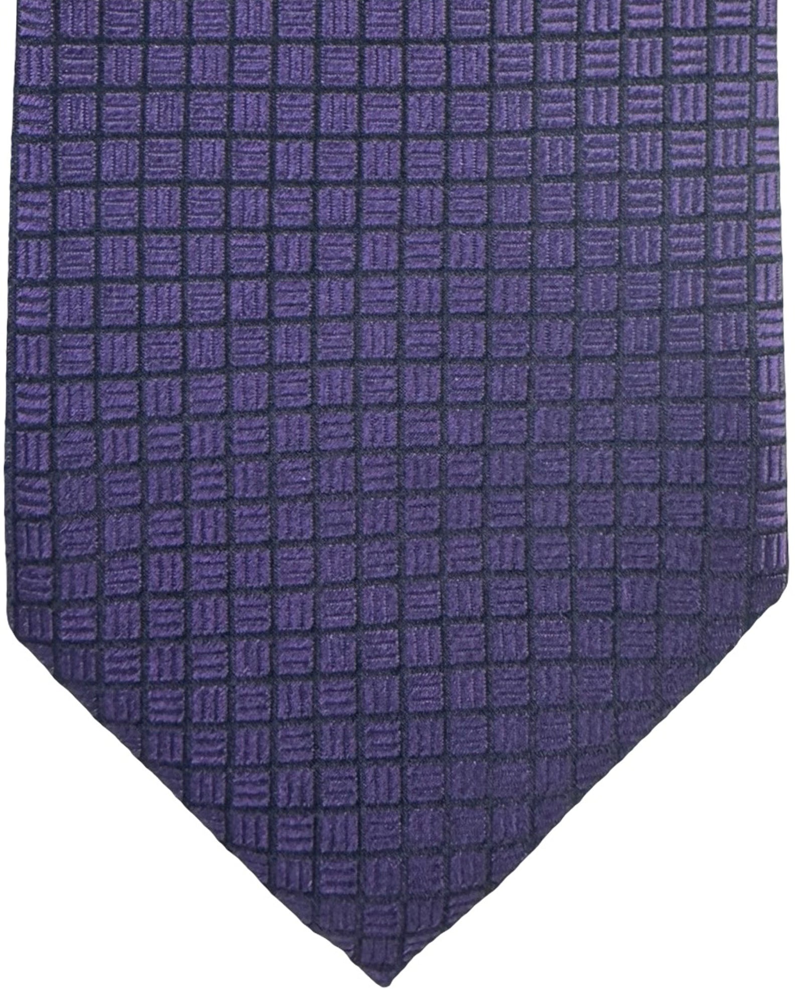 Ermenegildo Zegna Tie Purple Black Grid Pattern