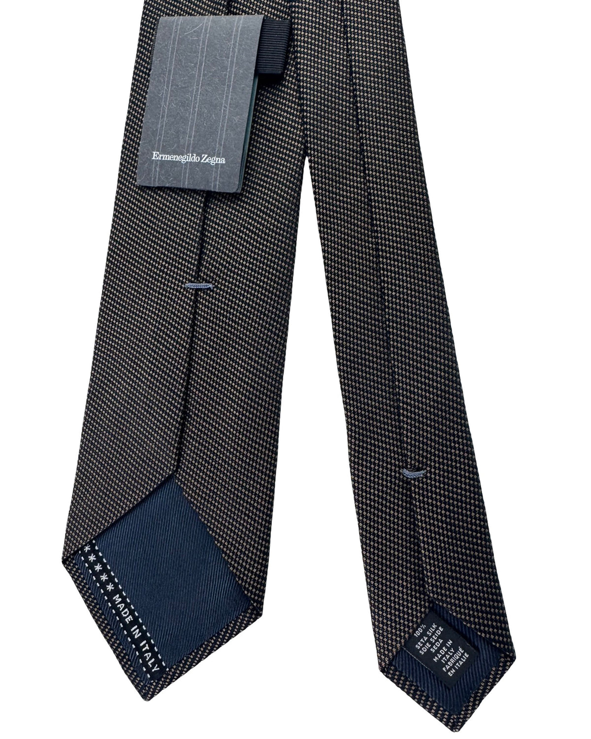 Ermenegildo Zegna Black And Beige Micro Diamond Pattern