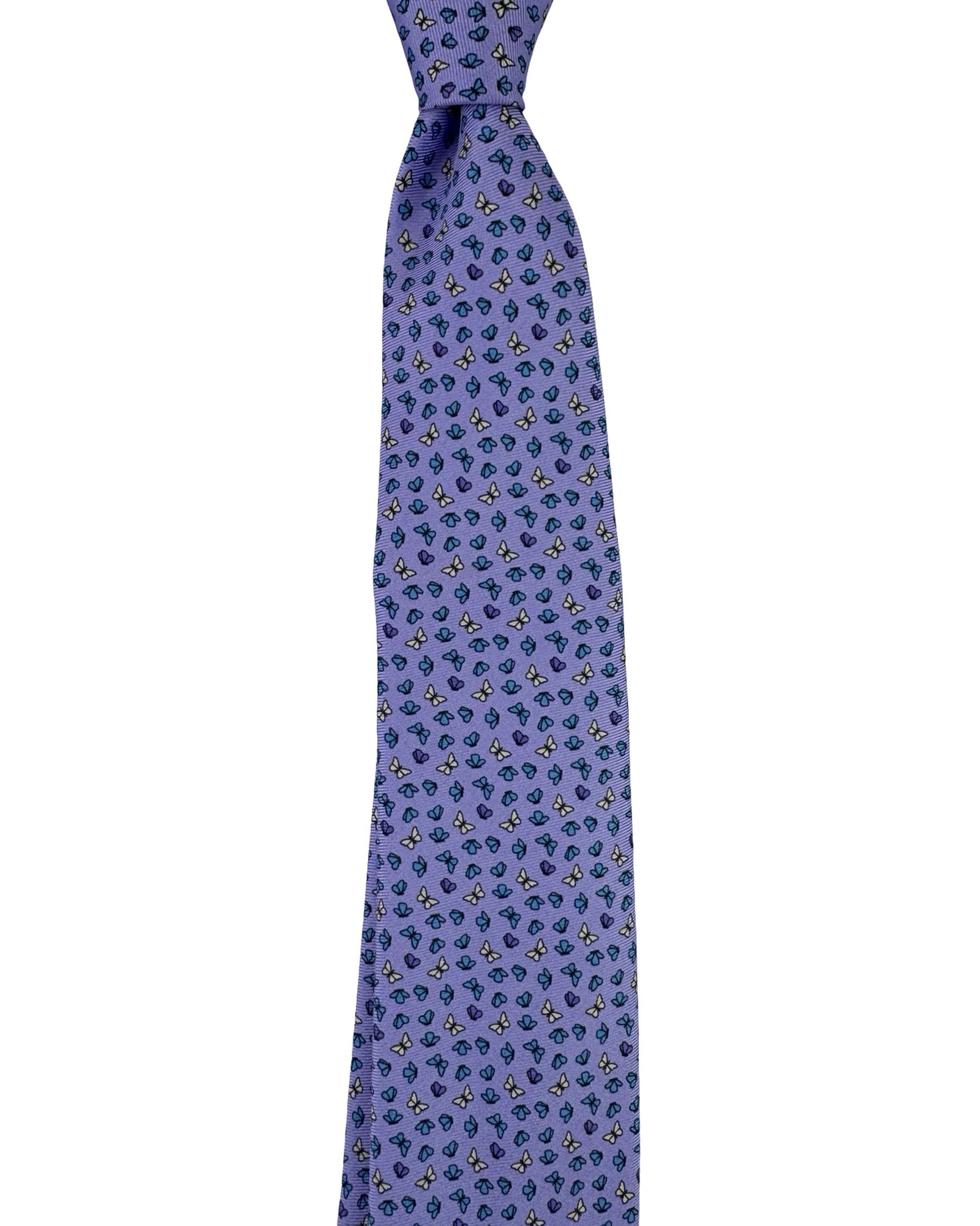 Ermenegildo Zegna Silk Tie Lavender Butterfly Pattern - Narrow Cut