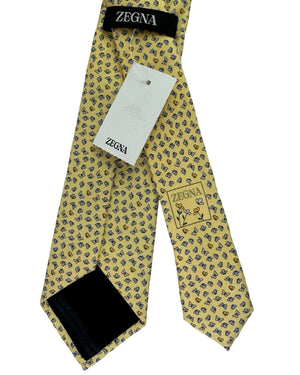 Ermenegildo Zegna Silk Tie Yellow Butterfly Pattern - Narrow Cut