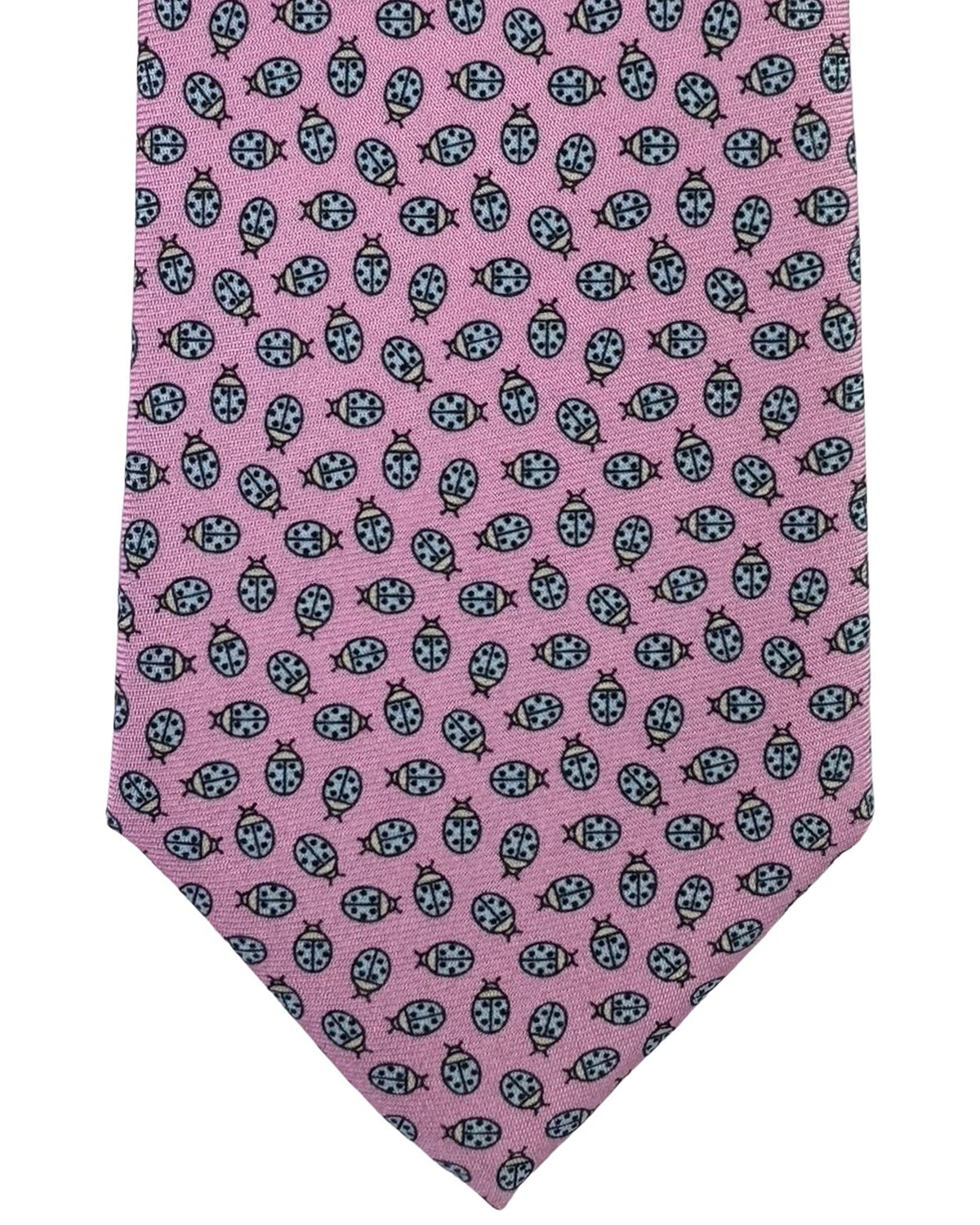 Ermenegildo Zegna Silk Tie Pink Ladybug Pattern - Narrow Cut