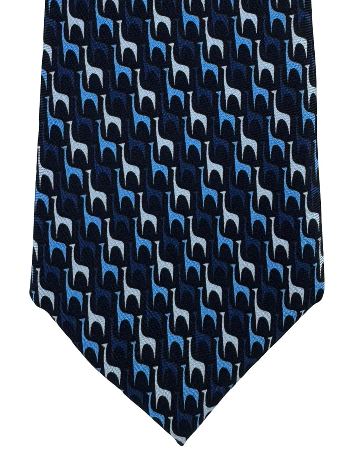 Ermenegildo Zegna Silk Tie Navy Blue Abstract Geometric Pattern - Narrow Cut
