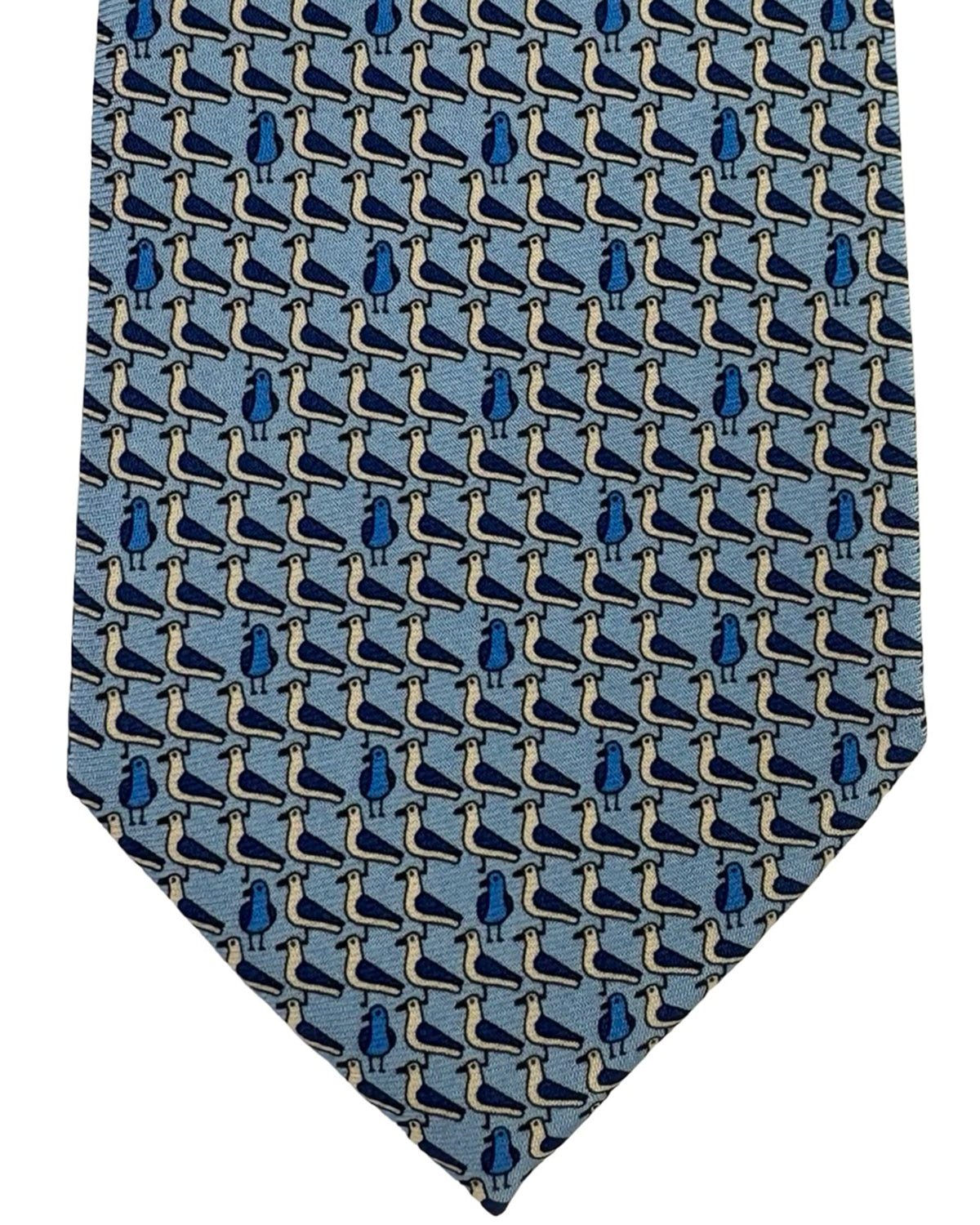 Ermenegildo Zegna Silk Tie Light Blue Seagull Novelty