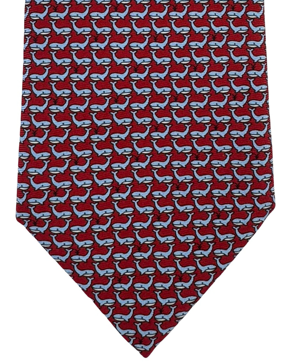 Ermenegildo Zegna Silk Tie Dark Red Whale Novelty Pattern