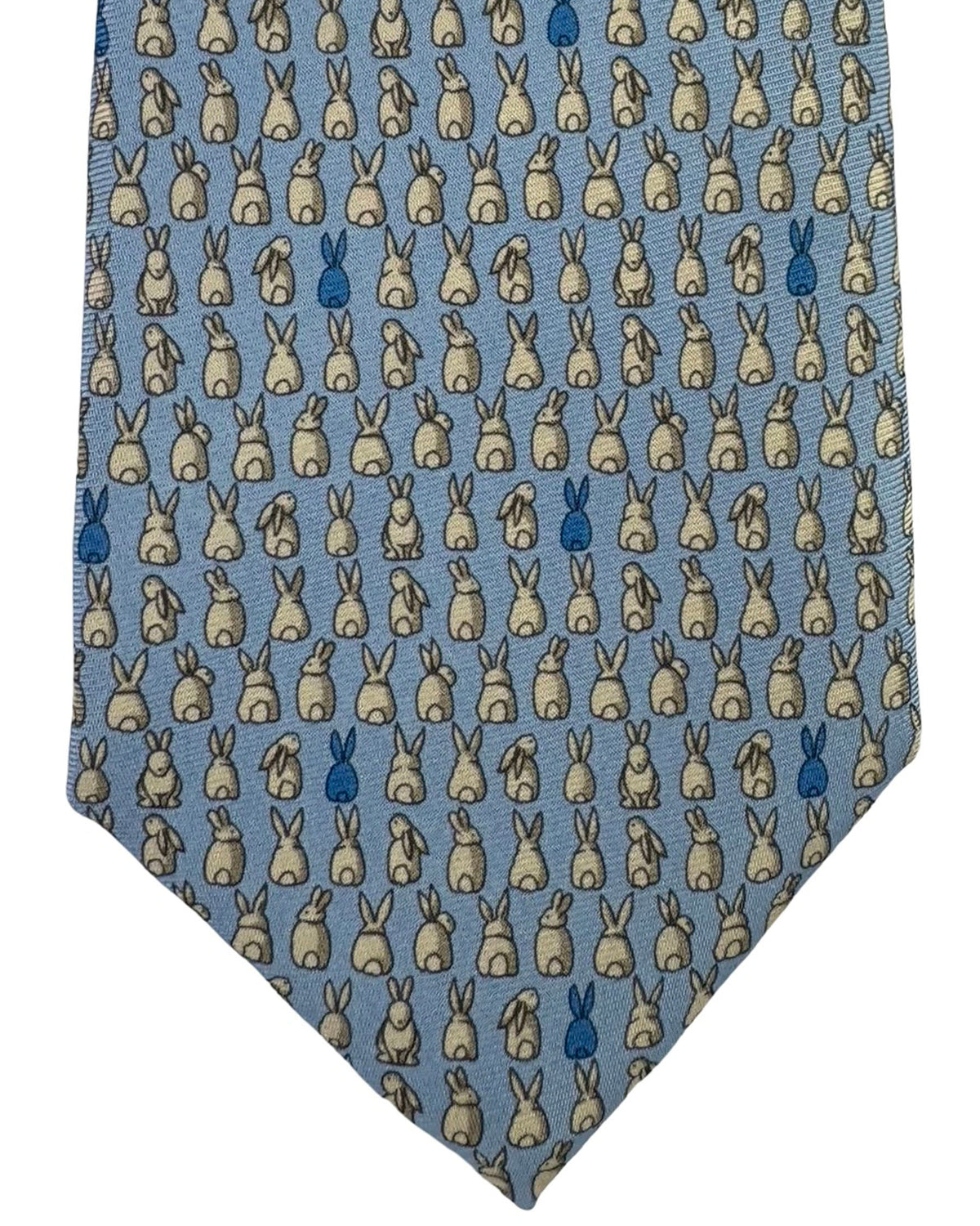 Ermenegildo Zegna Silk Tie Blue Rabbit Pattern