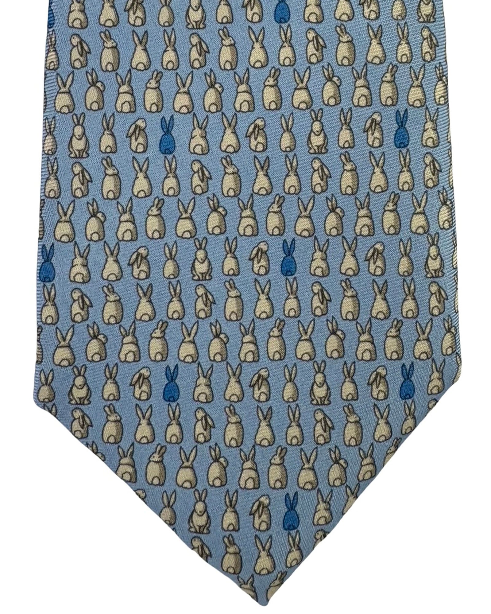 Ermenegildo Zegna Silk Tie Blue Rabbit Pattern