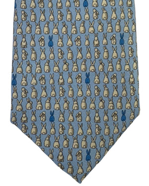 Ermenegildo Zegna Silk Tie Blue Rabbit Pattern