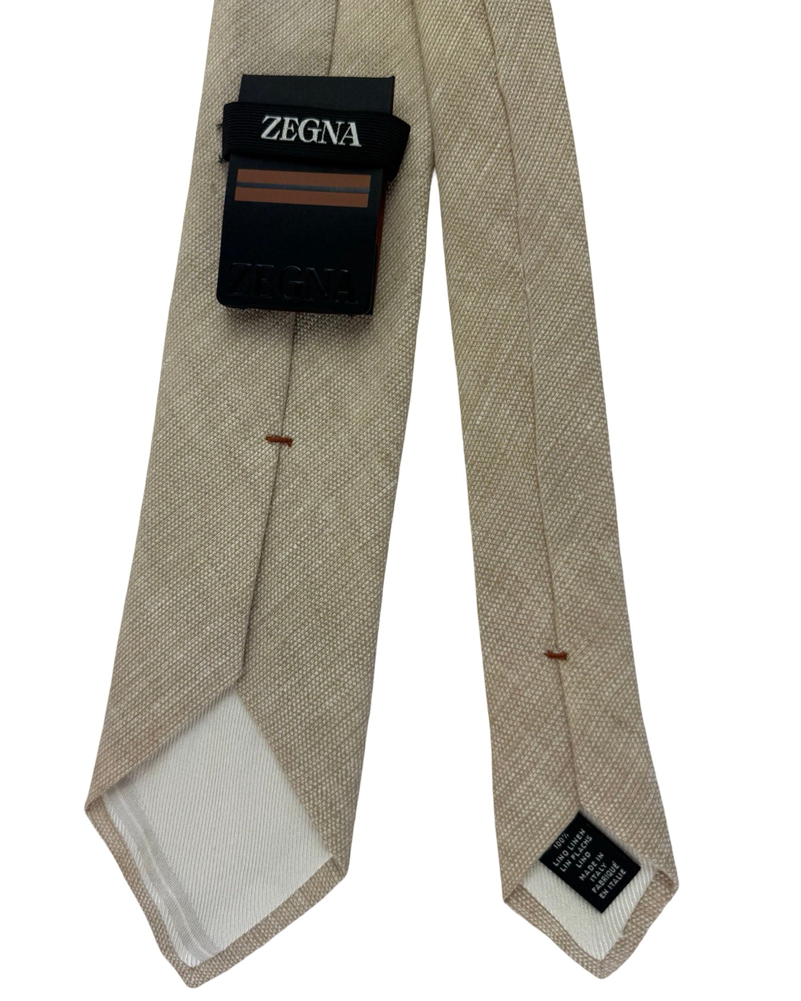 Ermenegildo Zegna Linen Tie Beige Textured Weave