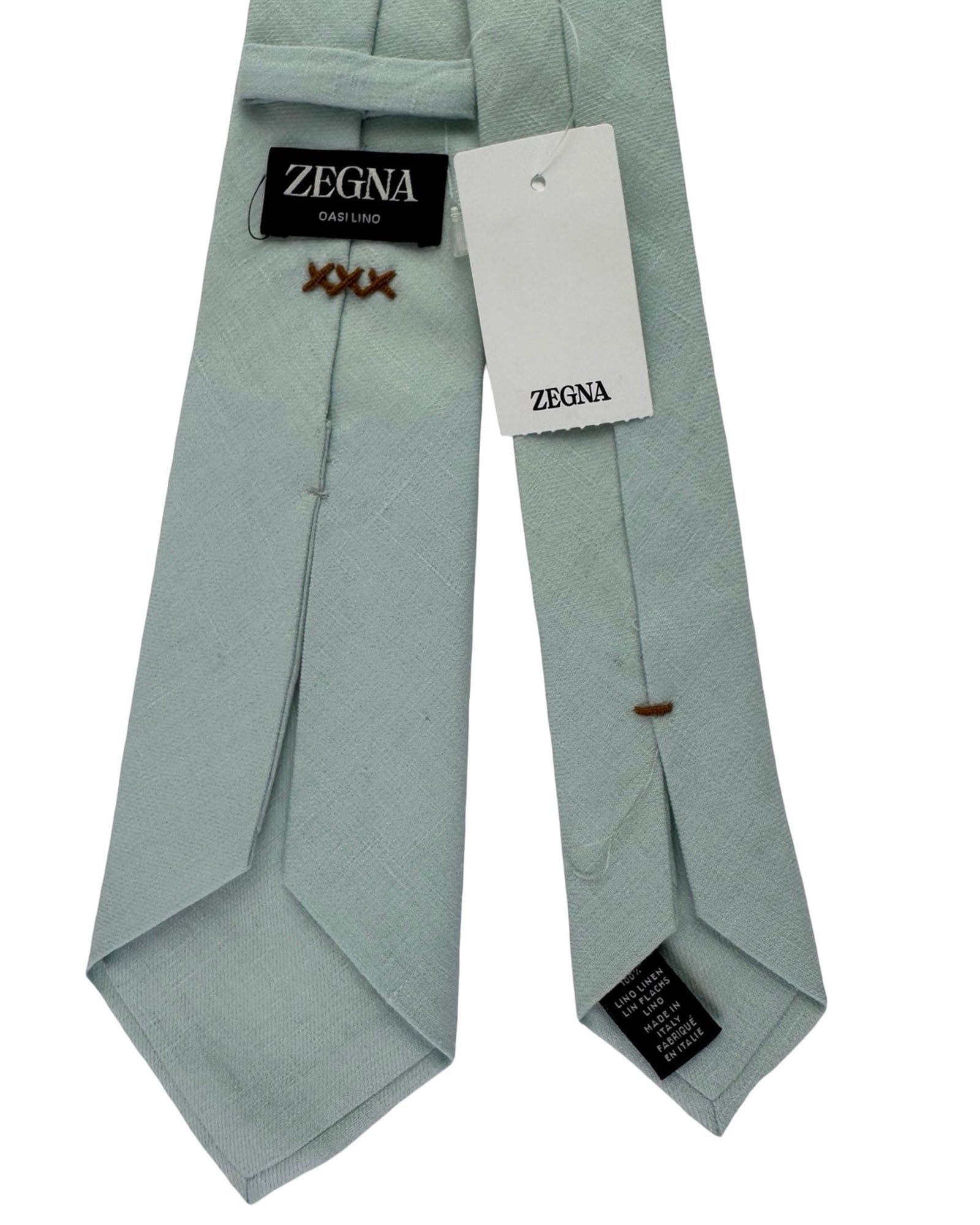 Ermenegildo Zegna Couture Linen Tie Mint Solid