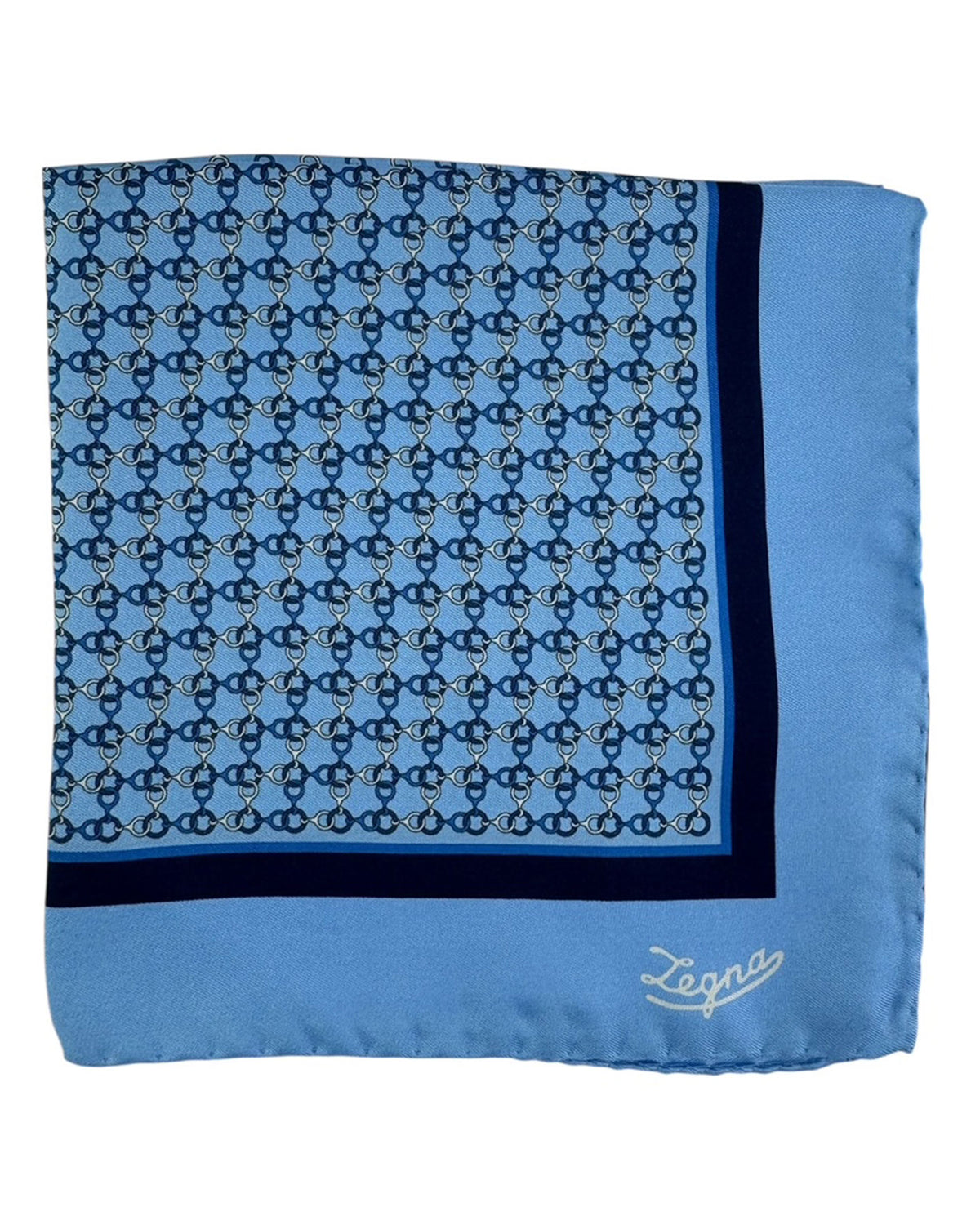 Ermenegildo Zegna Pocket Square Blue Chain Design