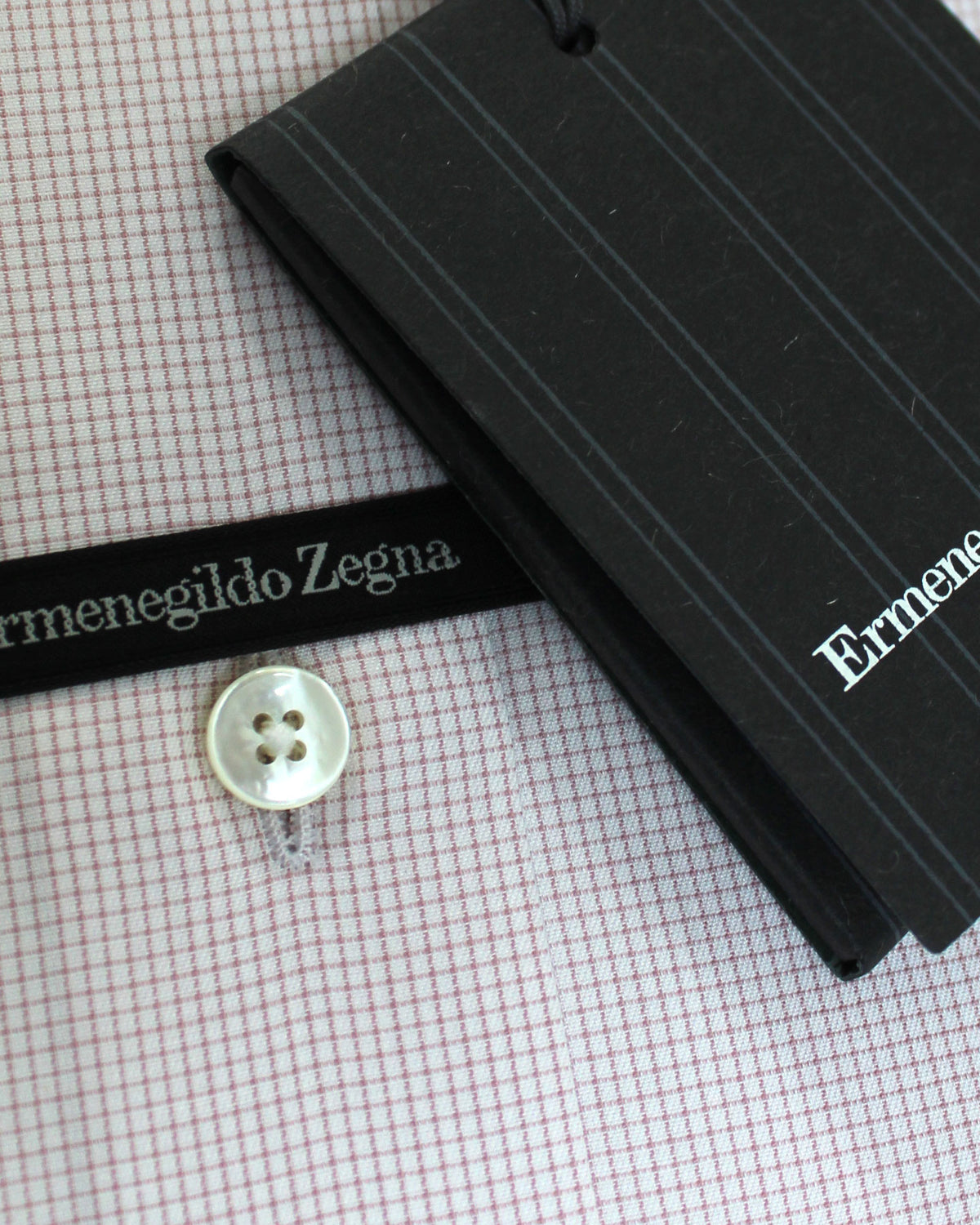 Ermenegildo Zegna Dress Shirt White Pink Grid 