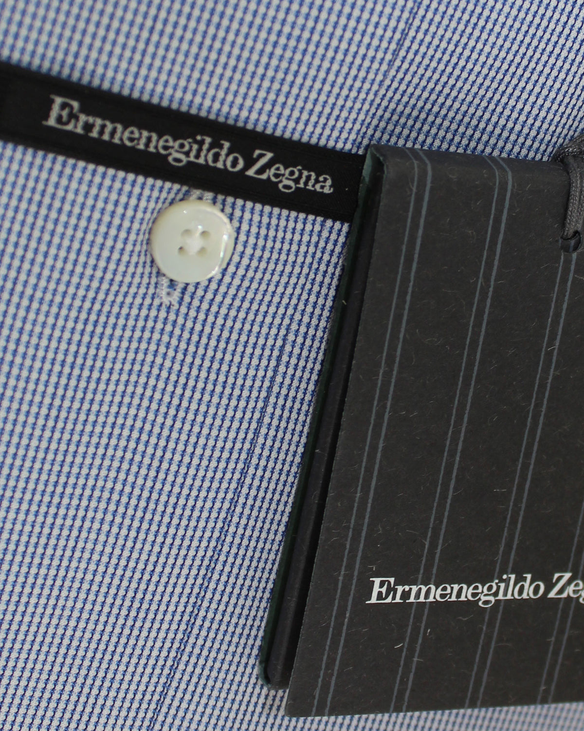 Zegna Dress Shirt White Royal Blue Pattern