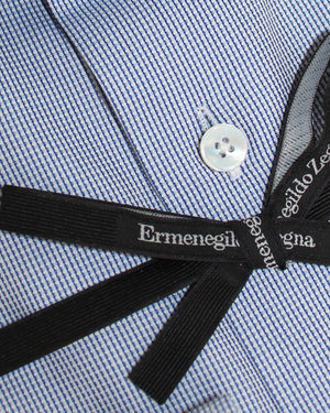 Ermenegildo Zegna Dress Shirt White Royal Blue Pattern 42 - 16 1/2