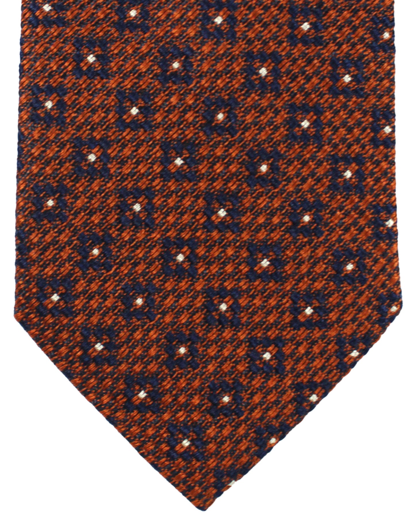 Ermenegildo Zegna Silk Tie Brown Navy Geometric