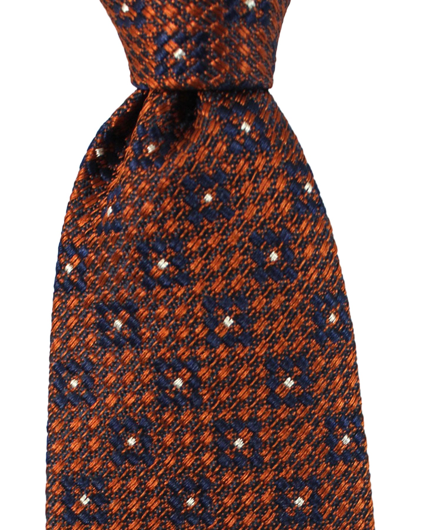 Ermenegildo Zegna Silk Tie Brown Navy Geometric