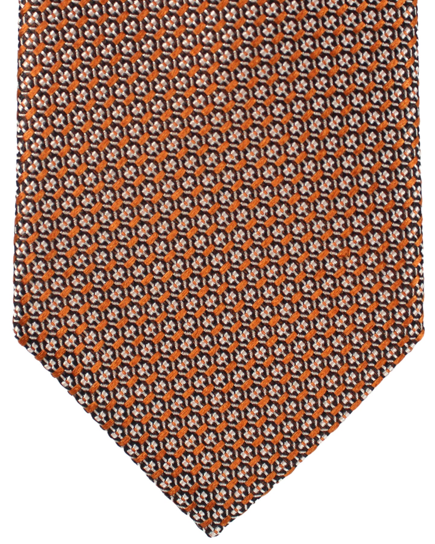 Ermenegildo Zegna Silk Tie Rust Orange Geometric