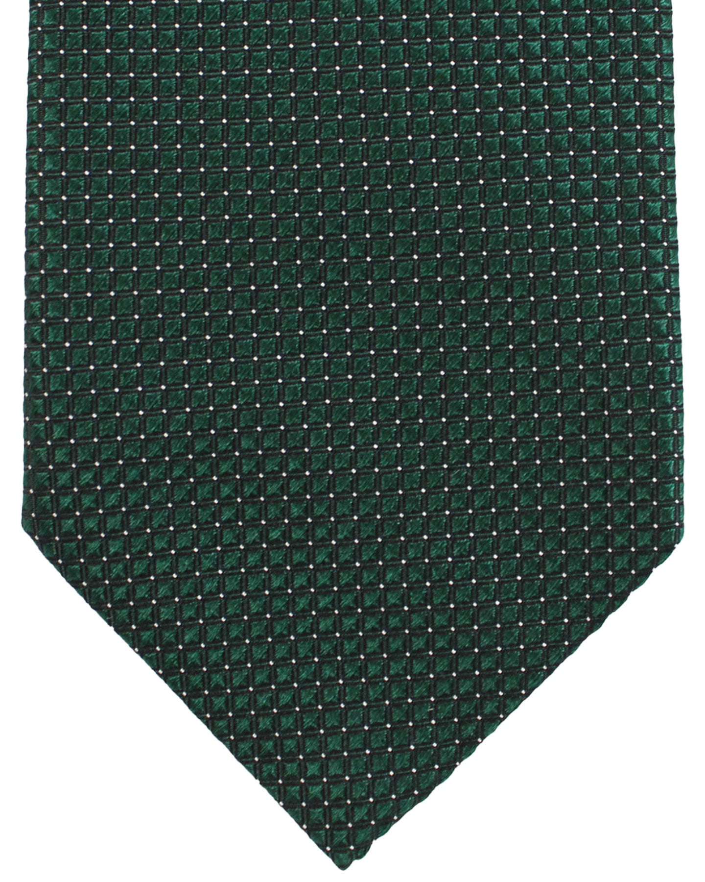 Ermenegildo Zegna Silk Tie Green Micro Check Mini Dots