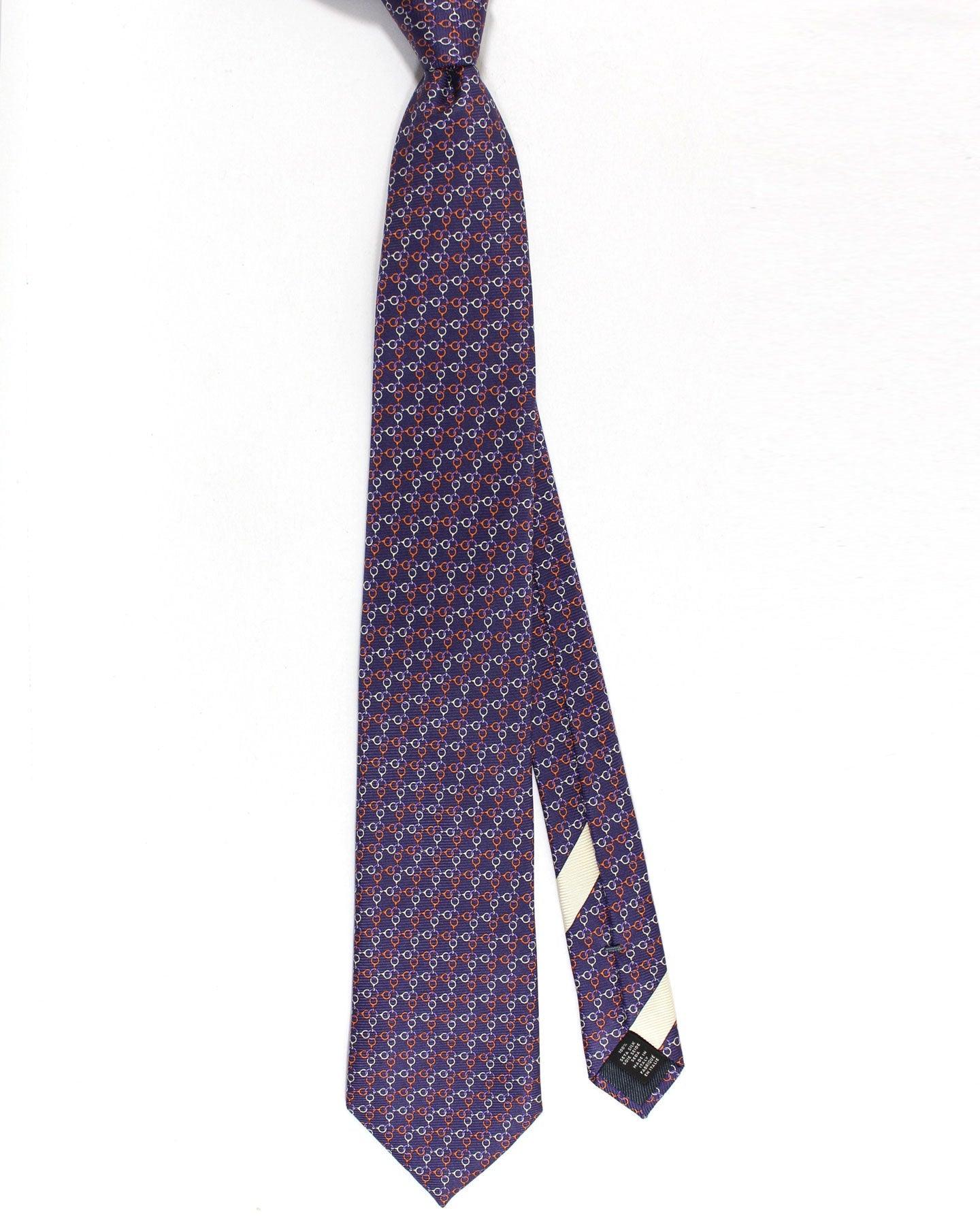 Ermenegildo Zegna Silk Tie Purple Orange White Geometric - Hand Made in Italy