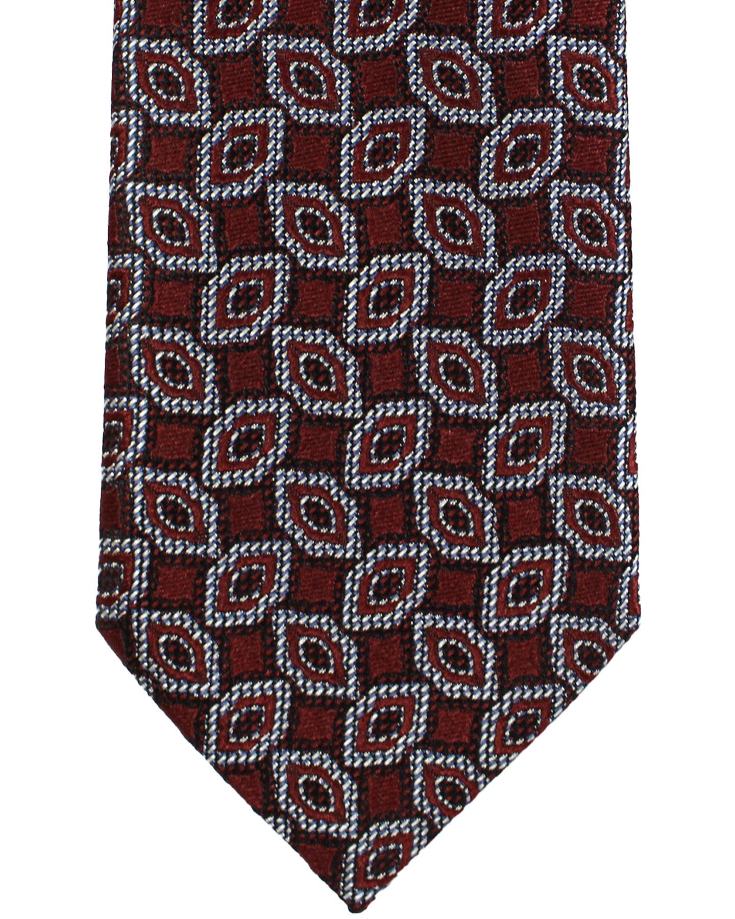 Ermenegildo Zegna Tie Maroon Silver Geometric Narrow Cut