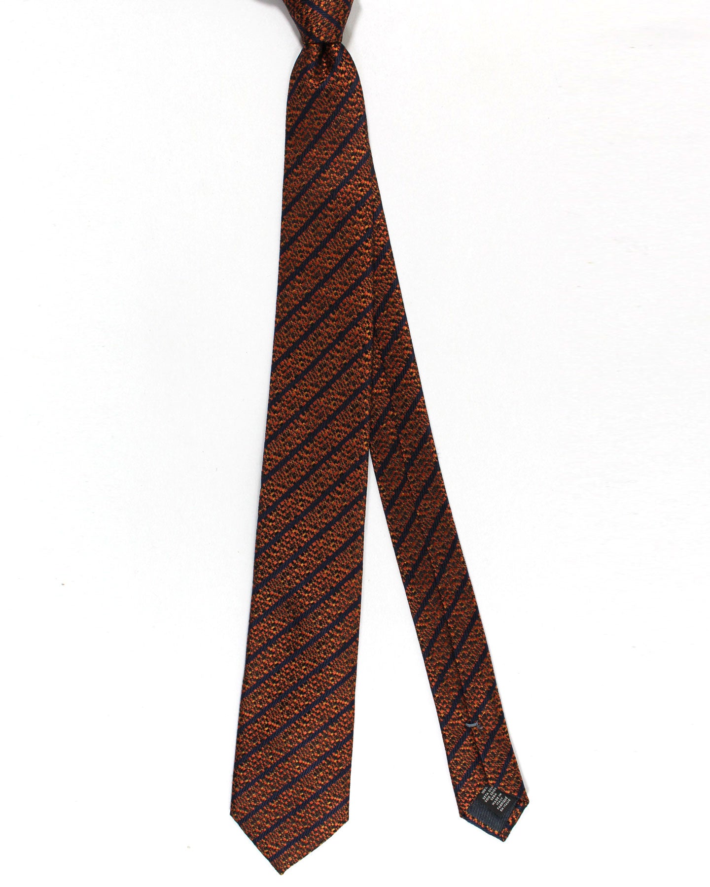 Ermenegildo Zegna Tie Brown Navy Stripes Narrow Cut