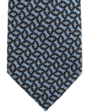 Ermenegildo Zegna Silk Tie Blue Design - Hand Made in Italy