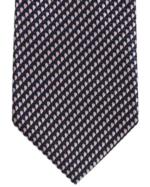 Ermenegildo Zegna Silk Tie Dark Blue Pink Micro Pattern - Hand Made in Italy